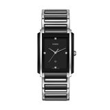 Rado Integral Diamonds Date 31mm watch with a black dial, quartz movement, and ceramic and stainless steel construction. The watch features a ceramic and stainless steel bracelet, combining durability with sophisticated style