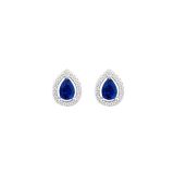 CARAT London Emile White Gold Plated Blue Pear Studs