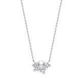 Mikimoto 18k White Gold 6.75mm Akoya Cultured Pearl Diamond Pendant Necklace