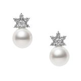 Mikimoto 18k White Gold Classic Collection Pearl Diamond Earrings