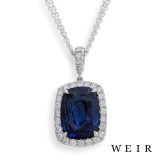 Weir Collection 14.13 ct Cushion Sapphire Pendant