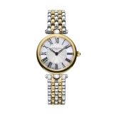 Photo of the Frederique Constant Classics Art Deco Round 30mm Quartz Watch with Mother of Pearl & Guilloché Dial, Stainless Steel & Yellow Gold PVD Case – FC-200MPW2AR3B