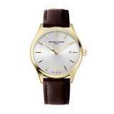 Photo of the Frederique Constant Classics Quartz 40mm Watch with Silver Dial, Stainless Steel & Yellow Gold PVD Case, Leather Strap – FC-220SS5B3B