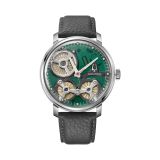 Spaceview 44mm Green Skeleton Dial Automatic Leather Strap Watch