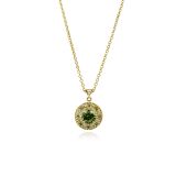 18k Yellow Gold 1.16ct Green Tourmaline Diamond Compass Mini Pendant Necklace