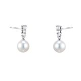 Mikimoto 18ct White Gold Morning Dew Collection 8mm Grade AA Pearl Diamond Drop Earrings