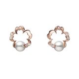 18ct Rose Gold Cherry Blossom 6mm Pearl Diamond Earrings