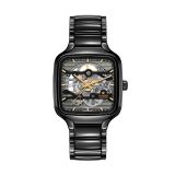 True Square Automatic Skeleton 38mm, Black Dial, Automatic Movement, Ceramic Case, Ceramic Bracelet Watch