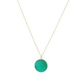 N9ne 9k Yellow Gold Malachite Round Pendant Necklace