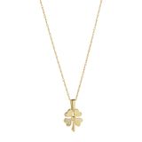 9k Yellow Gold Cubic Zirconia Set Four Leaf Clover Pendant Necklace