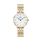 Petite Roman Numerals 5-Link White Dial 28mm Quartz Gold Stainless Steel Watch