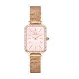 Quadro Lumine 20mm Pink Dial Quartz Moviment Rose Gold Plated Watch
