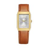 Herbelin Art Deco Homme 1925's 37x27mm, Silver Dial, Quartz Movement, Stainless Steel & Gold PVD Case, Tan Leather Strap Watch 17567p22GD