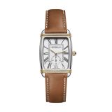 Herbelin Art Deco 30x35.5mm, Silver Dial, Quartz Movement, Stainless Steel & Gold PVD Case, Brown Leather Strap Watch 10638T08GO