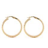 9k Yellow Gold Large Wide Faceted Hoop Earrings