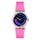Swatch Neon SWATCH NEON PINK PODIUM 34mm, Black Dial, Transparent Case, Pink Strap Watch