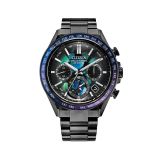 Citizen Attesa Satellite Wave F950 43mm watch CC4057-60E with a black dial, grey ion-plated Super Titanium case, and Eco-Drive technology, offering satellite timekeeping for unparalleled precision and a lightweight, durable design.