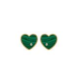 Yvonne Léon 9K Yellow Gold Paire De Puces Coeur Malachite or Jaune Earrings