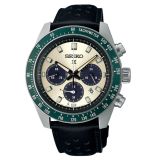 Seiko Racing Sports Solar Speedtimer, Prospex 41.4mm, Ivory Dial, Solar Quartz Movement, Stainless Steel Case, Leather Strap Watch SSC943P1