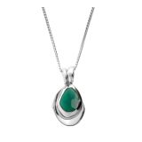 Silver Amble Pebble Charms Green Tourmaline Necklace. Image one