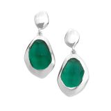 Juvi Silver Amble Large Stepping Stone Green Tourmaline Earrings