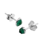 Juvi Silver Stepping Stone Green Tourmaline Stud Earrings. Image one