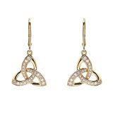 14k Gold Lab Grown Diamond Celtic Trinity Knot Drop Earrings