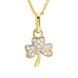 14k Yellow Gold Lab Grown Diamond Shamrock Necklace