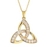 14k Yellow Gold Lab Grown Diamond Celtic Trinity Knot Necklace