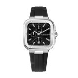 Herbelin Cap Camarat Square Chronograph 40.5mm, Black Dial, Quartz Movement, Stainless Steel Case, Black Rubber Strap Watch 35646A14CA