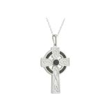 Sterling Silver Connemara Marble Celtic Cross Necklace