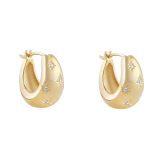 Yellow Gold Plated Chunky Cubic Zirconia Star Huggie Earrings