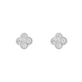 Sterling Silver Clover Cubic Zirconia Stud Earrings