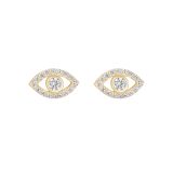 Yellow Gold Plated Evil Eye Cubic Zirconia Stud Earrings