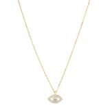 Yellow Gold Evil Eye Cubic Zirconia Plated Pendant Necklace