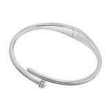 Sterling Silver 58mm Cubic Zirconia Nail Bangle Bracelet