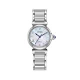 Photo of the Citizen L Mae 26mm, Mother of Pearl Dial, Stainless Steel, Eco-Drive Watch EM1130-83D
