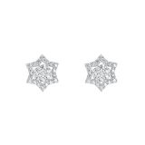 Sterling Silver Star Cubic Zirconia Halo Cluster Stud Earrings