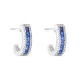 Sterling Silver Blue Cubic Zirconia Half Hoop Earrings
