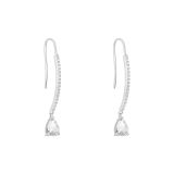 Sterling Silver Tennis Cubic Zirconia Pear Cut Drop Earrings