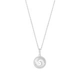 Sterling Silver Swirled Circle Cubic Zirconia Pendant Necklace