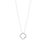 Open Clover Cubic Zirconia Silver Pendant Necklace