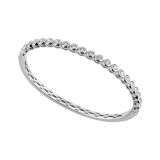 Sterling Silver 50mm Round White Cubic Zirconia Rubover Bangle Bracelet