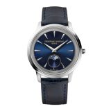 Frederique Constant Classics Moneta Moonphase 37mm, Blue Dial, Quartz Movement, Steel Case, Calfskin Leather Strap FC-206N3S6