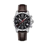DS Podium Chronograph 1/10 sec 41mm Black Dial Quartz Brown Leather Strap Watch