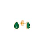 Yvonne Léon 9K Yellow Gold Paire De Puces Baby Poire Malachite or Jaune