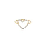 Yvonne Léon 9K Yellow Gold 15 Carat Diamond sz 49 Bague Petit Coeur Diamants or Jaune