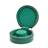 Photo of the WOLF 1834 Sophia Round Zip Case Leather Jewelry Box in green 392312