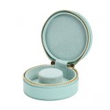 Photo of the WOLF 1834 Sophia Round Zip Case Leather Jewelry Box in turquoise 392330