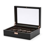 Photo of the WOLF 1834 Axis 10 Piece Vegan Leather Watch Box in black and copper 488116